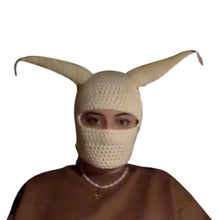 Load image into Gallery viewer, Halloween Funny Horns Creative Knitted Hat Beanies Warm Full Face Cover Ski Mask Hat Windproof Balaclava Hat for Outdoor Sport