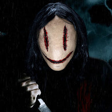 Load image into Gallery viewer, Halloween Horror Bloody Smiley Mask Fancy Dress Party Suture Ghost Latex Mask Helmet Halloween Scary Tricky Costume Cosplay Prop