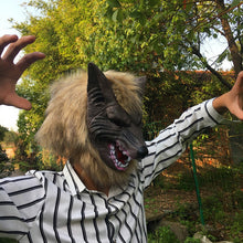 Load image into Gallery viewer, Halloween Latex Rubber Wolf Head Hair Mask Werewolf Gloves Costume Party Scary Decor Masquerade Props