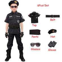 Load image into Gallery viewer, Halloween Policeman Costumes Children Kids Carnival Party Police Uniform Boys SWAT Army Policemen Cosplay Clothes Sets 110-160cm