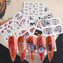 Load image into Gallery viewer, Halloween Series Nail Stickers Set Cute Pumpkin Skull Transfer Sliders For Nails Watermark Temporary Tattoos Decals CHSTZ856-879