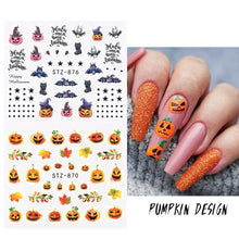 Load image into Gallery viewer, Halloween Series Nail Stickers Set Cute Pumpkin Skull Transfer Sliders For Nails Watermark Temporary Tattoos Decals CHSTZ856-879