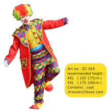 Load image into Gallery viewer, Halloween men costumes Funny Circus Naughty Harlequin Uniform men costume Fancy Dress Cosplay for adult Men Women Clown Costume