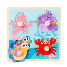 Load image into Gallery viewer, Hand Grab Board Puzzle Wooden Toys For Children Cartoon Animal Fruit Wood Jigsaw Kids Baby Early Educational Toy Hot Sell