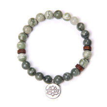 Load image into Gallery viewer, Handmade Natural Stone Lotus Ohm Buddha Beads Bracelet Pink Zebra Stone Lotus Charm Bracelet for Women Men Yoga Jewelry Gifts