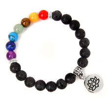 Load image into Gallery viewer, Handmade Natural Stone Lotus Ohm Buddha Beads Bracelet Pink Zebra Stone Lotus Charm Bracelet for Women Men Yoga Jewelry Gifts