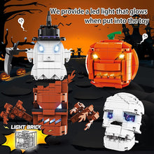 Load image into Gallery viewer, Happy Halloween Pumpkin Lighting Hut Bricks Sets Creative Pumpkin Ghosts Party House Model Building Block Kids Boys Toys Gifts