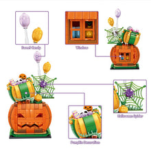 Load image into Gallery viewer, Happy Halloween Pumpkin Lighting Hut Bricks Sets Creative Pumpkin Ghosts Party House Model Building Block Kids Boys Toys Gifts
