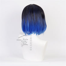 Load image into Gallery viewer, Hashibira Inosuke Short Blue Ombre Wig Demon Slayer Kimetsu no Yaiba Heat Resistant Hair Cosplay Costume Wigs + Free Wig Cap