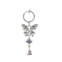 Load image into Gallery viewer, Heart shaped fake belly button ring belly button butterfly clip