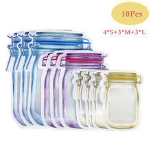 Load image into Gallery viewer, Reusable Mason Jar Bottles Bags Nuts Candy Cookies Bag Waterproof Seal Fresh Food Storage Bag Snacks Sandwich Zip Lock Bags