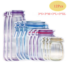 Load image into Gallery viewer, Reusable Mason Jar Bottles Bags Nuts Candy Cookies Bag Waterproof Seal Fresh Food Storage Bag Snacks Sandwich Zip Lock Bags