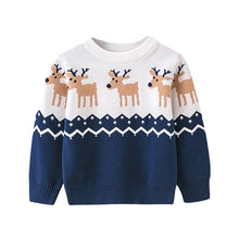 Load image into Gallery viewer, Autumn Fall Winter Girls Boys Knit Sweater Christmas Outifts Elk Print Knitted Sweaters Screw Neck Warm Pullover Clothes 2-7T