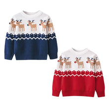Load image into Gallery viewer, Autumn Fall Winter Girls Boys Knit Sweater Christmas Outifts Elk Print Knitted Sweaters Screw Neck Warm Pullover Clothes 2-7T
