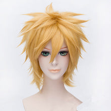 Load image into Gallery viewer, New Uzumaki Wigs Golden Short Fluffy Shaggy Layered Heat Resistant Synthetic Hair Cosplay Costume Wig + Wig Cap