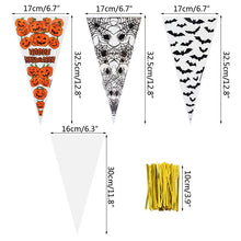 Load image into Gallery viewer, 50/100pcs Pumpkin Skull Bat Candy Bag Transparent Cellophane Plastic Package Bag for Happy Halloween Party Gifts Cookies Supplie