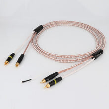 Load image into Gallery viewer, HiFi 8TC 7N OCC PHONO Cable Single Crystal Copper 2RCA to 2RCA Grounding U Shopper Grounding Plug-in Audio Phono Tonearm Cables