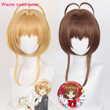Load image into Gallery viewer, High Quality Anime Card Captors Sakura Sakura Kinomoto Cosplay Wig With Headwear Heat Resistant Hair Party Cute Wigs + Wig Cap