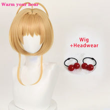 Load image into Gallery viewer, High Quality Anime Card Captors Sakura Sakura Kinomoto Cosplay Wig With Headwear Heat Resistant Hair Party Cute Wigs + Wig Cap
