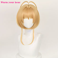 Load image into Gallery viewer, High Quality Anime Card Captors Sakura Sakura Kinomoto Cosplay Wig With Headwear Heat Resistant Hair Party Cute Wigs + Wig Cap