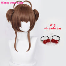 Load image into Gallery viewer, High Quality Anime Card Captors Sakura Sakura Kinomoto Cosplay Wig With Headwear Heat Resistant Hair Party Cute Wigs + Wig Cap
