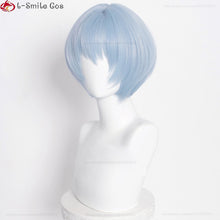 Load image into Gallery viewer, Anime Wigs High Quality EVA 100cm Long Ayanami Rei Cosplay Wig Cyan Blue Curly Hair Heat Resistant Halloween Party Wigs + Wig Cap