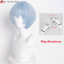 Load image into Gallery viewer, Anime Wigs High Quality EVA 100cm Long Ayanami Rei Cosplay Wig Cyan Blue Curly Hair Heat Resistant Halloween Party Wigs + Wig Cap