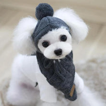 Load image into Gallery viewer, Hat for Dogs Winter Warm Stripes Knitted Hat+Scarf Collar Puppy Teddy Costume Christmas Clothes Santa Dog Costume