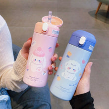 Load image into Gallery viewer, Holaroom Stainless Steel Thermos Vacuum Flask Creative Straw Cup Cute Thermal Insulation Water Bottle Practical Gift About 380ml