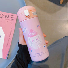 Load image into Gallery viewer, Holaroom Stainless Steel Thermos Vacuum Flask Creative Straw Cup Cute Thermal Insulation Water Bottle Practical Gift About 380ml