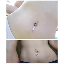 Load image into Gallery viewer, Hollow Cross Dangle Belly Button Rings Navel Piercing Bar Clear Black CZs Belly Piercing Nombril Oreja Gothic Body Jewelry Punk