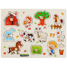 Load image into Gallery viewer, Hot Baby Learning Toys for Children Hand Grab Board Early Educational Toy Cartoon Vehicle/ Animal Wooden Puzzle Kids