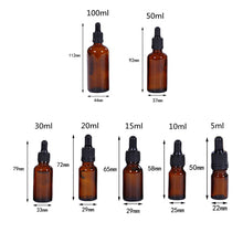 Load image into Gallery viewer, 5Pcs 5 -100ml Amber Glass Dropper Bottle Jars Vials With Pipette For Cosmetic Perfume Essential Oil Bottles