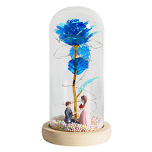 Load image into Gallery viewer, LED Enchanted Galaxy Rose Eternal 24K Gold Foil Flower With Fairy String Lights In Dome For Christmas Valentine's Day Gift