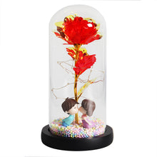 Load image into Gallery viewer, LED Enchanted Galaxy Rose Eternal 24K Gold Foil Flower With Fairy String Lights In Dome For Christmas Valentine's Day Gift
