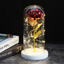 Load image into Gallery viewer, LED Enchanted Galaxy Rose Eternal 24K Gold Foil Flower With Fairy String Lights In Dome For Christmas Valentine's Day Gift