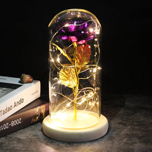Load image into Gallery viewer, LED Enchanted Galaxy Rose Eternal 24K Gold Foil Flower With Fairy String Lights In Dome For Christmas Valentine's Day Gift