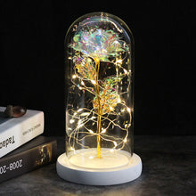 Load image into Gallery viewer, LED Enchanted Galaxy Rose Eternal 24K Gold Foil Flower With Fairy String Lights In Dome For Christmas Valentine's Day Gift