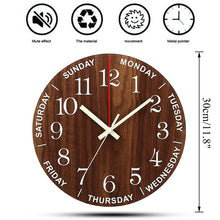 Load image into Gallery viewer, 12 Inch Wooden Silent Non-Ticking Kitchen s With Night Lights For Indoor/Outdoor Living Room