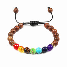 Load image into Gallery viewer, Men Bracelet Wooden Beads Cross 7 Chakra Healing Balance Onyx Bracelets&Bangles Owl Prayer Reiki Buddha Women Jewelry Homme