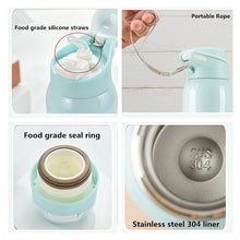 Load image into Gallery viewer, 480ML Insulated Thermals Milk&Coffee Cup18/8 Stainless Steel Thermos Straw Water Bottle Gradient Sports Vacuum Flask