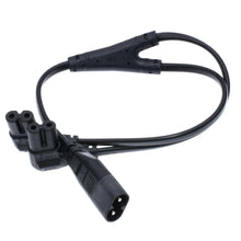 Load image into Gallery viewer, 320 C8 to 2X C7 Y Split AC Power Cord, IEC Figure 8 Male to 2 Female 1 in 2 Out AC Power Cable