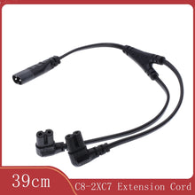 Load image into Gallery viewer, 320 C8 to 2X C7 Y Split AC Power Cord, IEC Figure 8 Male to 2 Female 1 in 2 Out AC Power Cable