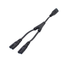 Load image into Gallery viewer, IEC320 C8 to 2X C7 Y Split AC Power Cord, IEC Figure 8 Male to 2 Female 1 in 2 Out AC Power Cable Length