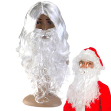 Load image into Gallery viewer, Silk Deluxe White Santa Fancy Dress Costume Wizard Wig and Beard Set 40cm Christmas Halloween