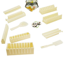 Load image into Gallery viewer, 11Pcs/Set Sushi Maker Equipment Kit,Japanese Rice Ball Cake Roll Mold Sushi Multifunctional Mould Making Sushi Tools