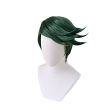 Load image into Gallery viewer, JOJO's Bizarre Adventure Rohan Kishibe Cosplay Short Green Wig Headband Heat-resistant Fiber Hair + Wig Cap Party Props Men