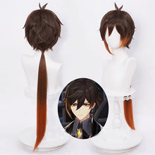 Load image into Gallery viewer, Genshin Impact Zhongli Cosplay Long Christmas Brown Orange Wig Cosplay Anime Wigs Heat Resistant Synthetic Wigs
