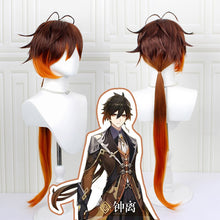 Load image into Gallery viewer, Genshin Impact Zhongli Cosplay Long Christmas Brown Orange Wig Cosplay Anime Wigs Heat Resistant Synthetic Wigs