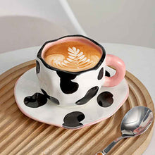 Load image into Gallery viewer, Japanese Hand Painted The Blue Sky and White Clouds Coffee Cup With Saucer Ceramic Handmade Tea Cup Saucer Set Cute Gift For Her